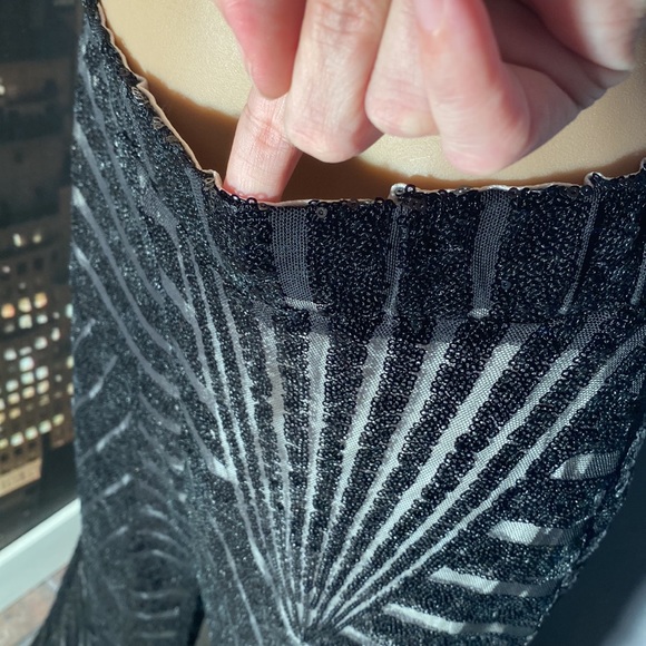 BEAUTIFUL!!- flare pants w mesh sequin design, cream lining, elastic waist - L - Picture 8 of 14